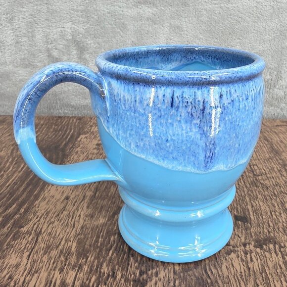 Bones Coffee Company Shark Bite Mug Blue Handmade USA Deneen Pottery 2021 Rare - Picture 7 of 11